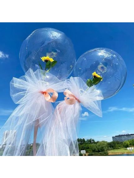Balon cu LED, Floarea-Soarelui și Tulle Alb