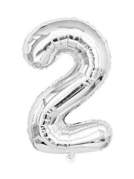 Balon Folie Cifră 2 – Argintiu, 41 cm