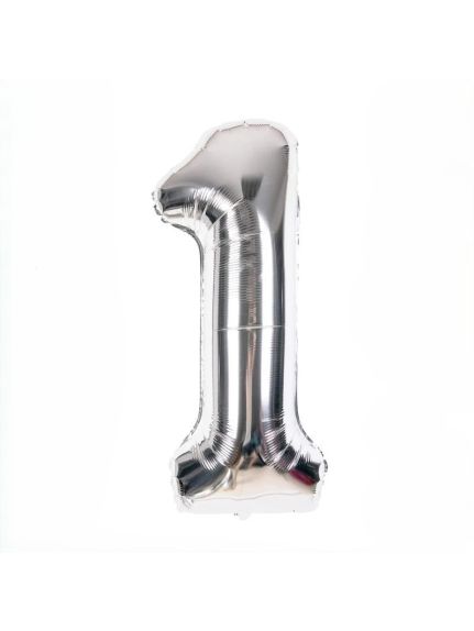 Balon Folie Cifră 1 – Argintiu, 41 cm