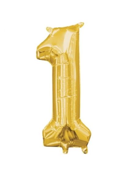 Balon Folie Cifră 1 – Auriu, 41 cm