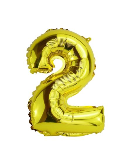 Balon Folie Cifră 2 – Auriu, 41 cm