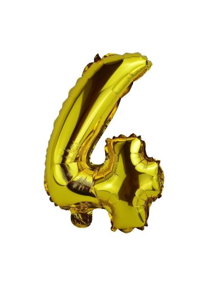 Balon Folie Cifră 4 – Auriu, 41 cm