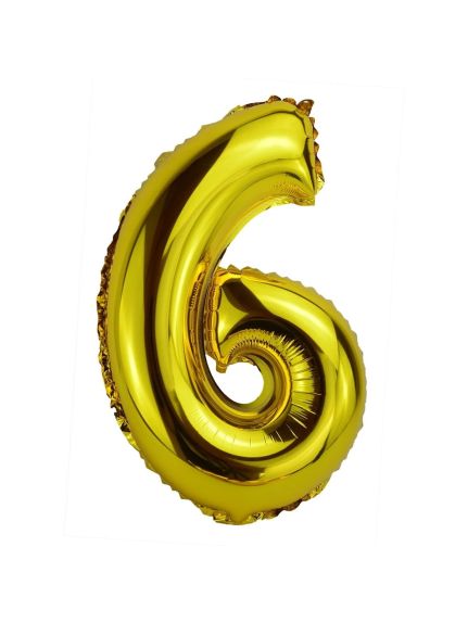 Balon Folie Cifră 6 – Auriu, 41 cm