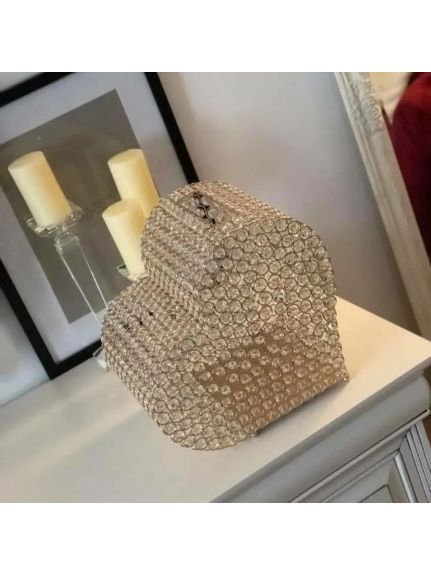 Cutie dar cu cristale în formă de inimă – Auriu, 40 cm