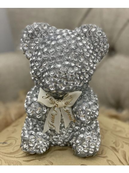 Diamond Bear Argintiu in Cutie Cadou – 25 cm