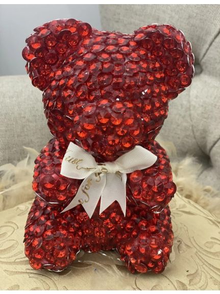 Diamond Bear Rosu in Cutie Cadou – 25 cm