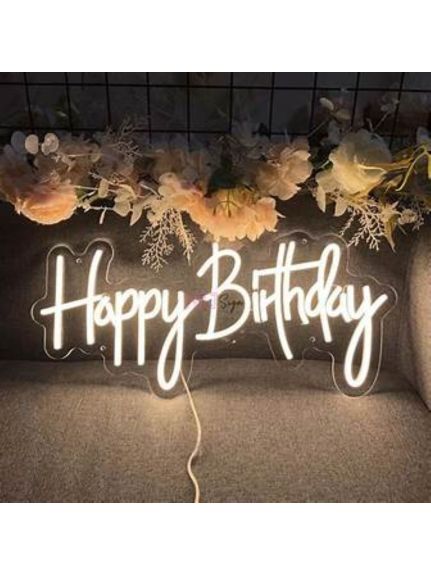 Lampa LED cu litere luminoase „HAPPY BIRTHDAY” – Alb