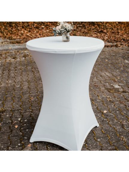 Husa lycra albă pentru masă cocktail