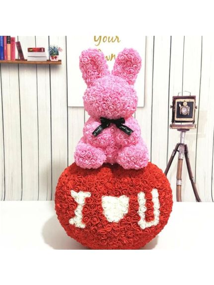 Iepuras din flori de spuma 45 cm – Roz (fara cutie)