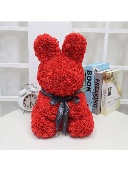 Iepure din flori de spuma 40 cm – Rosu (fara cutie)