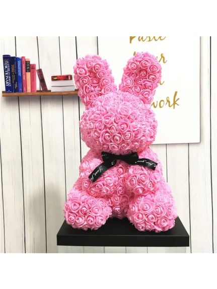 Iepure din flori de spuma 40 cm – Roz (fara cutie)