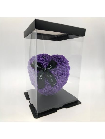 Inima decorativa din trandafiri artificiali – 25 cm, MOV (cu cutie inclusa)
