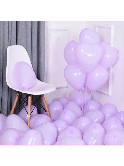 Set 100 Baloane Latex în Formă de Inimă – Mov (10 inch)