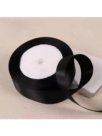 Panglica satin 2.5 cm – NEGRU