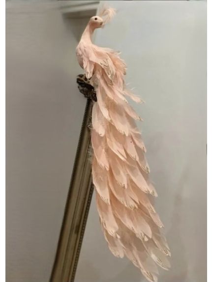 Păuniță roz din pene – 60 cm | Cod 6191