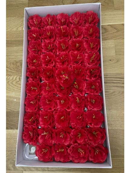 Bujori de sapun parfumat Peony Rosu nou cutie 50 flori