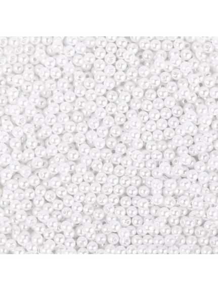 Perle acrilice rotunde cu gaura 5 mm – set 5 000 buc (cod 6285), alb