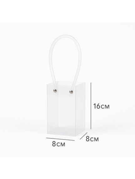 Poseta din plastic transparent cu maner tub – 8×8×16 cm