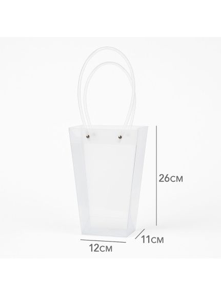 Poseta din plastic transparent cu maner tub flexibil – 11×12×26 cm
