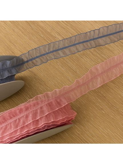 Rolă panglică organza crețată – 2.5 cm – Albastru vintage