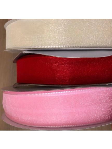 Panglica organza 25 mm × 92 m – Rosu