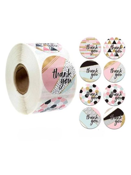 Rola stickere rotunde “Thank You” – Cod A31, 500 bucăți