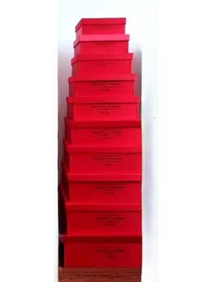 Set 10 Cutii Gigant Pătrate – Satin Roșu – Cod 2101