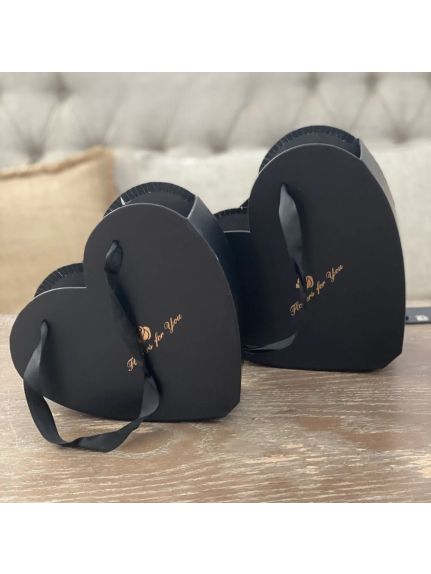 Set 2 Cutii Inimă cu Mânere – Negru – Cod 9679 