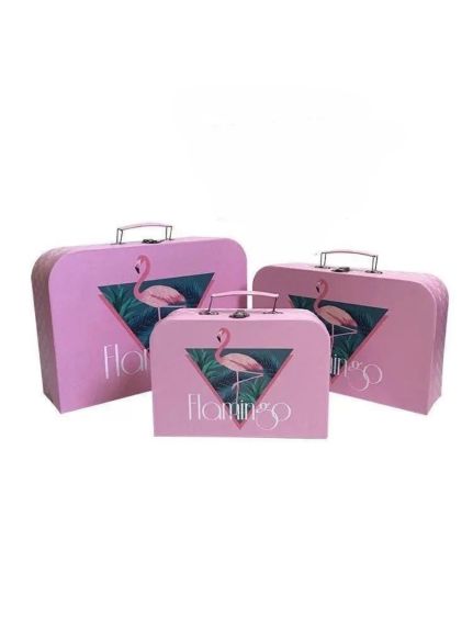 Set 3 cutii tip geamantan – Cod W9747 Flamingo