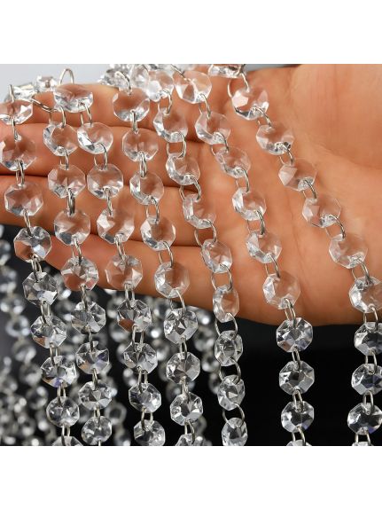 Sirag de cristal cu inele argintii – 7 m
