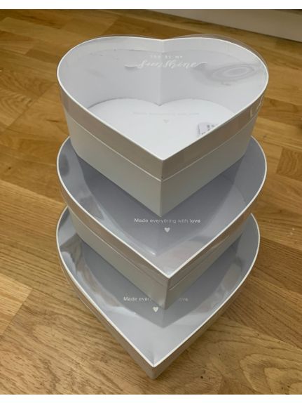 Set 3 cutii carton cu inimioara – Cod 7796 Alb