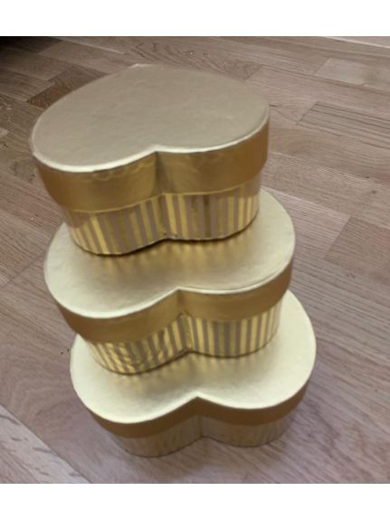 Set 3 cutii inimă mici Cod 6923 – Auriu