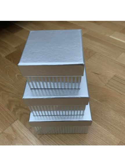 Set 3 cutii patrate mici Cod 6925 – Argintiu