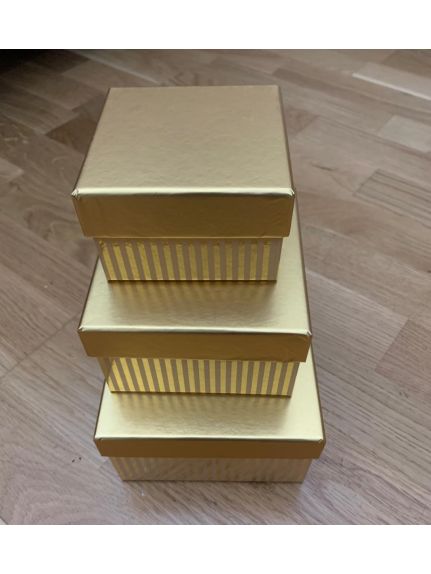 Set 3 cutii patrate mici Cod 6925 – Auriu