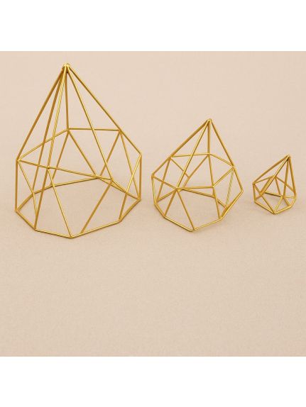 Set 3 terarii piramide metalice Auriu 40/30/20 cm