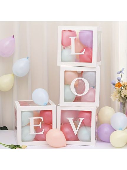 Set 4 Cuburi LOVE – Alb