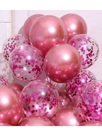 Set 50 Baloane cu Confetti Pink Fucsia – 30 cm