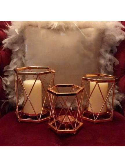 Suport lumanare CS029 Rose gold mic 15 cm
