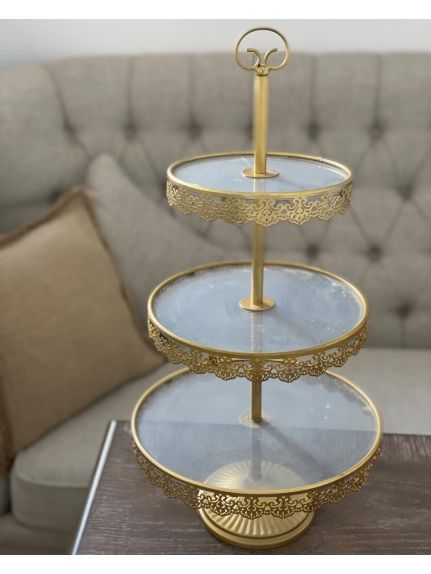 Suport Prajituri 3 Etaje – Candy Bar Acril 1879/3 Auriu
