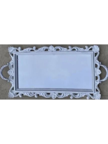 Tava decorativa din rasina alb/argintiu – Cod 6235