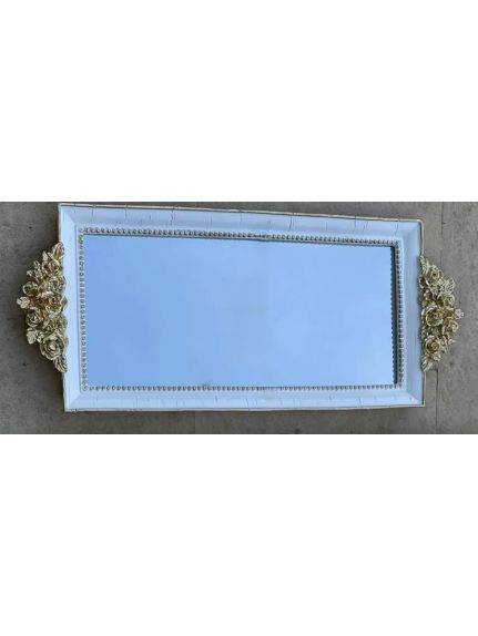 Tavă din Rășină Mică – Alb/Auriu – Cod 6221