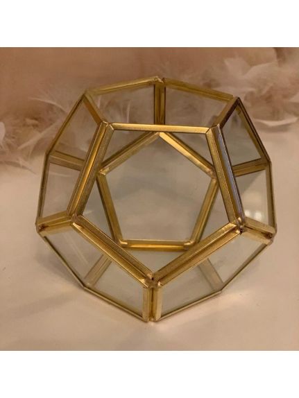 Terariu Geometric Auriu cu Bază Deschisă – Cod 6248 (H 10 cm · Ø 13 cm)
