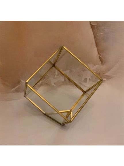 Terariu Cubic Aurit – Cod 6253 (Latură 10 cm · H 10 cm)
