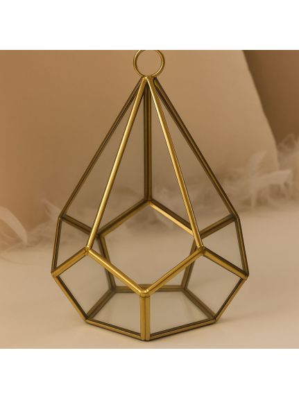 Terariu Geometric Auriu – Cod 6246 (H 16 cm · Ø 12 cm)