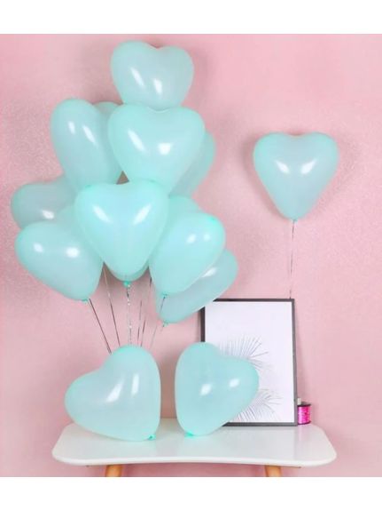 Set 100 Baloane Latex în Formă de Inimă – Turcoaz Verde (10 inch)
