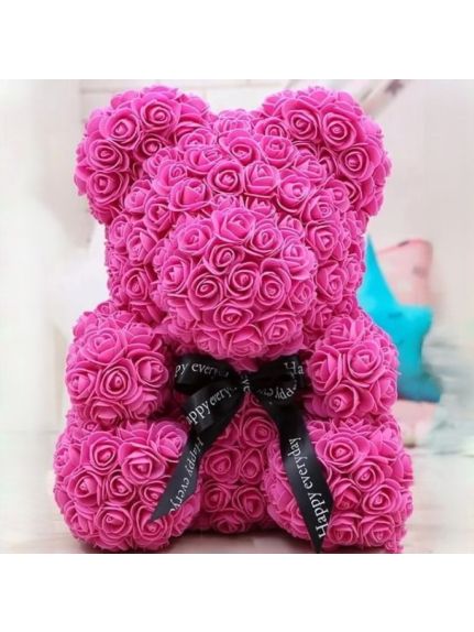 Urs din trandafiri – 40 cm – Ciclam (fără cutie)