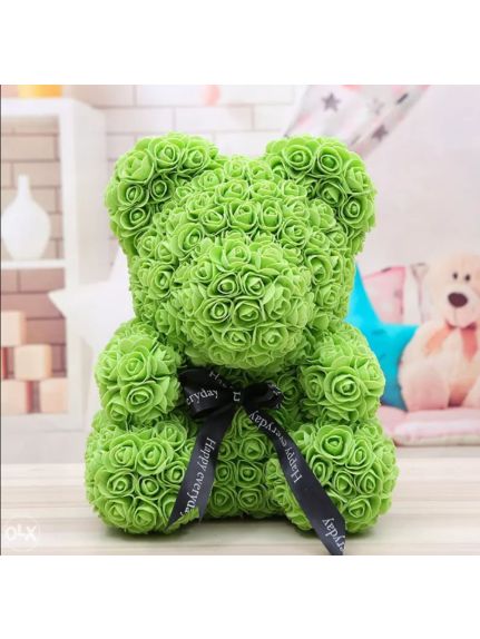 Urs mediu 40 cm verde din flori de spuma – FARA CUTIE